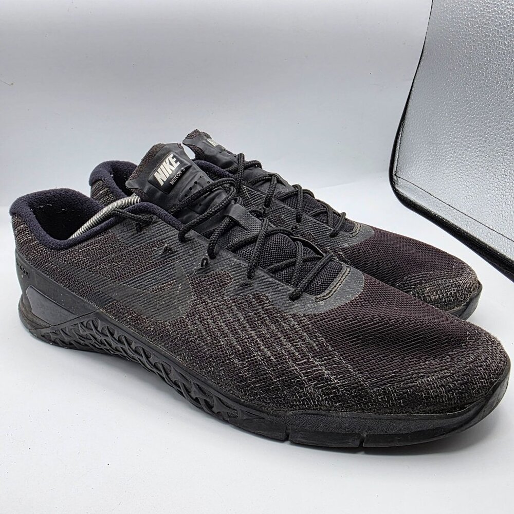 Nike Metcon 3 Mens Size 12 Triple Black Crossfit Gym Training Shoes 852928-002